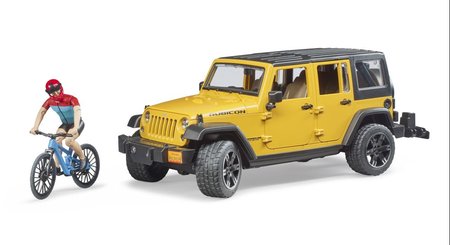 Bruder 2543 Jeep Wrangler Rubicon s kolem a cyklistou