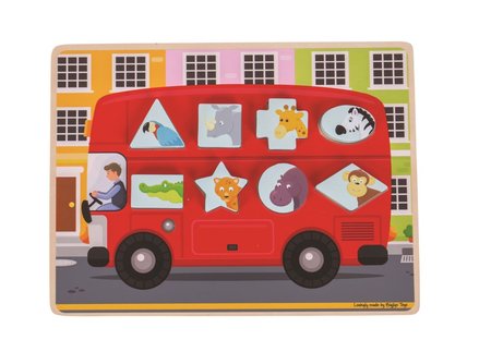 Bigjigs Toys Vkldac puzzle autobus se zvtky