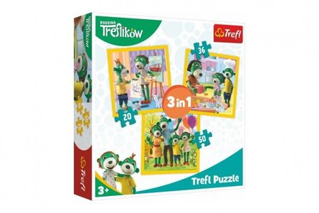 Trefl Puzzle 3v1 Rodina Treflk 20x19,5cm v krabici 28x28x6cm