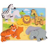 Bigjigs Toys Hrubé vkládací puzzle safari